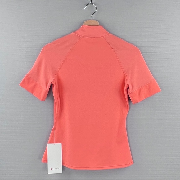 RARE! NEW Lululemon Short-Sleeve Shirt Sz. 6 - Sunny Coral *Nulux Half-Zip Golf - Picture 3 of 9